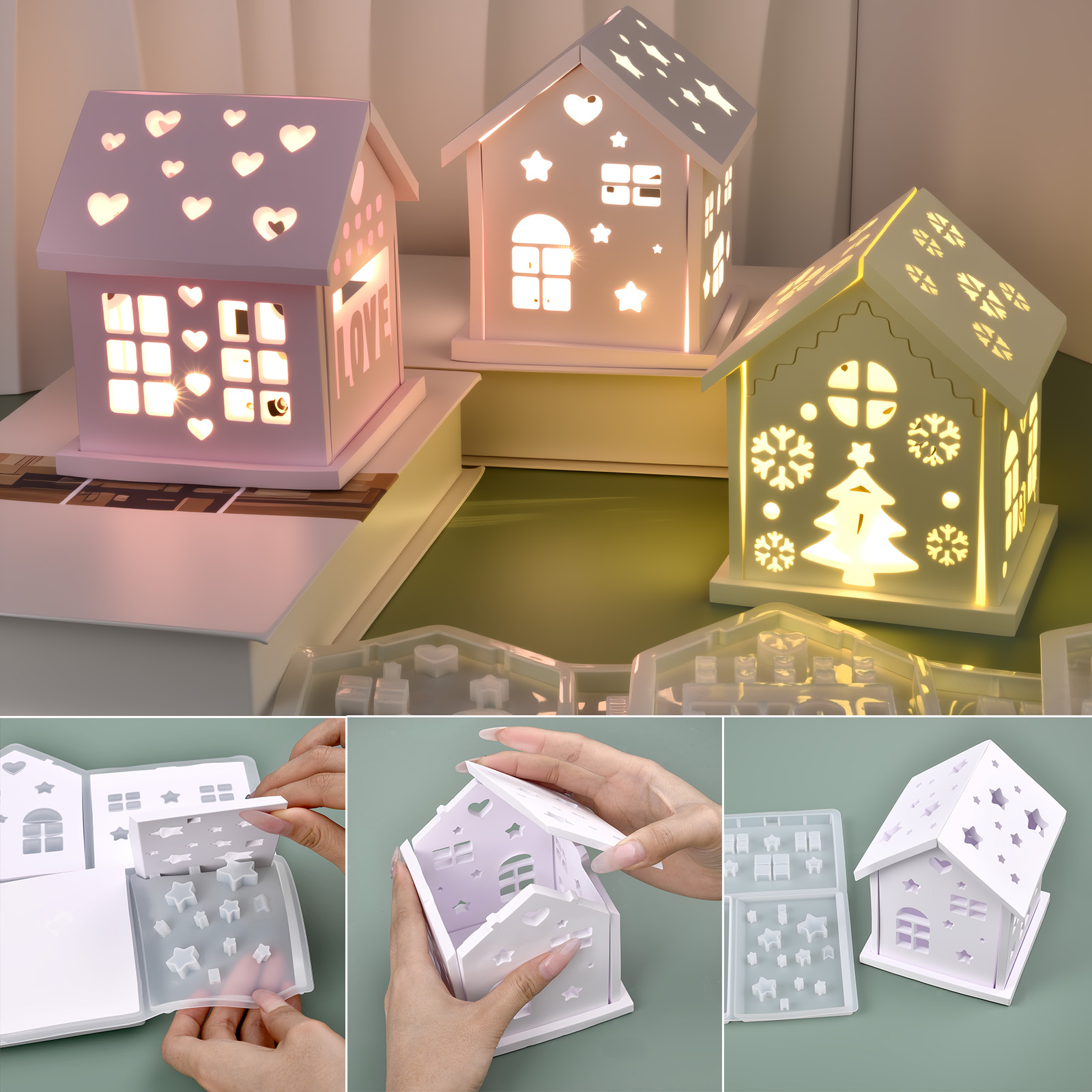 Candle Making Tutorial - 3D Haus Silikonform DIY Weihnachtsbaum Liebe