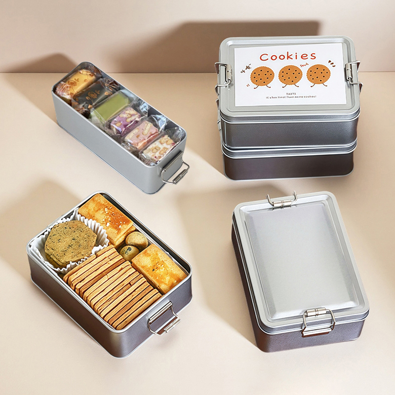 Tin Container Lid - Rechteckige Keksdosen aus Weißblech mit Deckel,