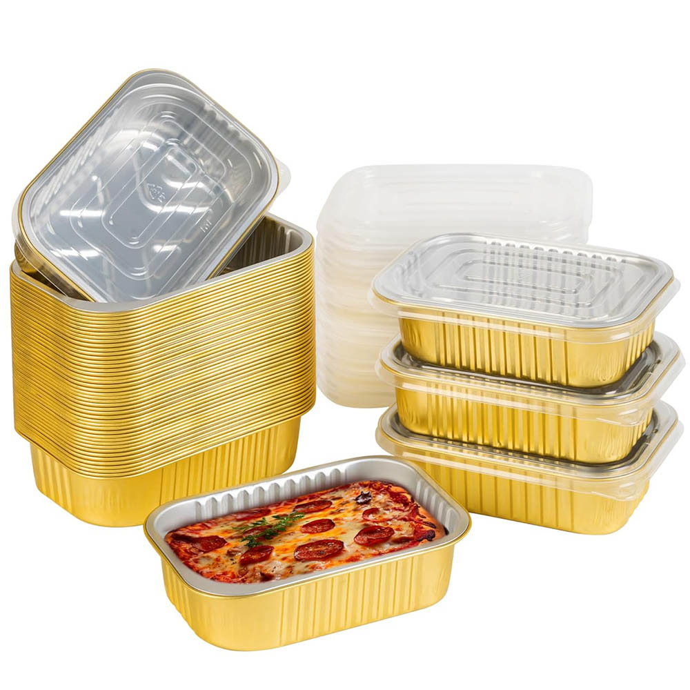 Tin Container Lid - Kleine Aluminiumschalen mit Deckel, robust, Alufolie-Lebensmittelbehälter,